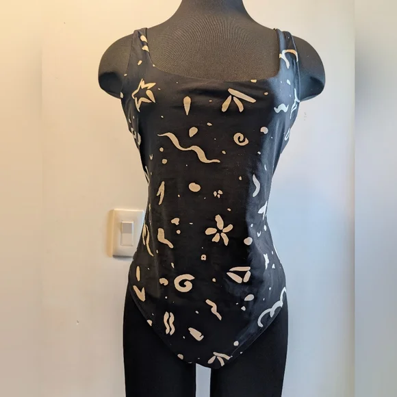 Madewell Scoop‑Neck One‑Piece Swimsuit • Abstract Doodle Print • Size Large - Picture 10 of 10